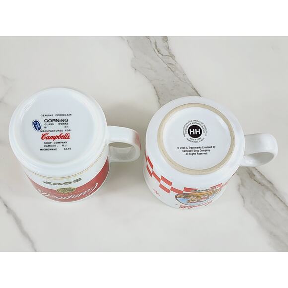 Campbell's Soup Cup Coffee Mug Teacup 10oz 8oz Porcelain 2000 Kids x2 Vintage - Picture 12 of 16